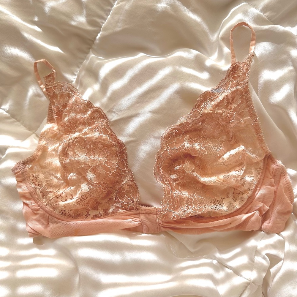 Free People Fools Gold Underwire Bralette Pink Peach Combo Size 36C